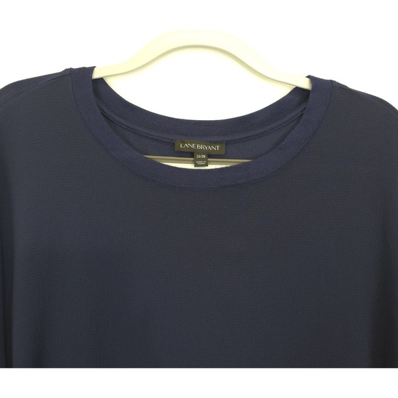 Lane Bryant Knit Modal Spandex Shirt Women 26/28 Blue Long Sleeve Mix Fabrics - Picture 10 of 11